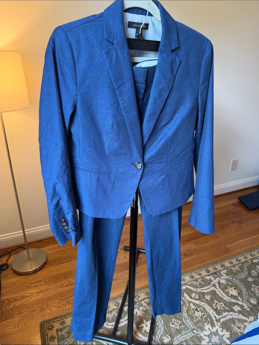Ann Taylor Women's Blue Tailored Blazer & Pants Suit